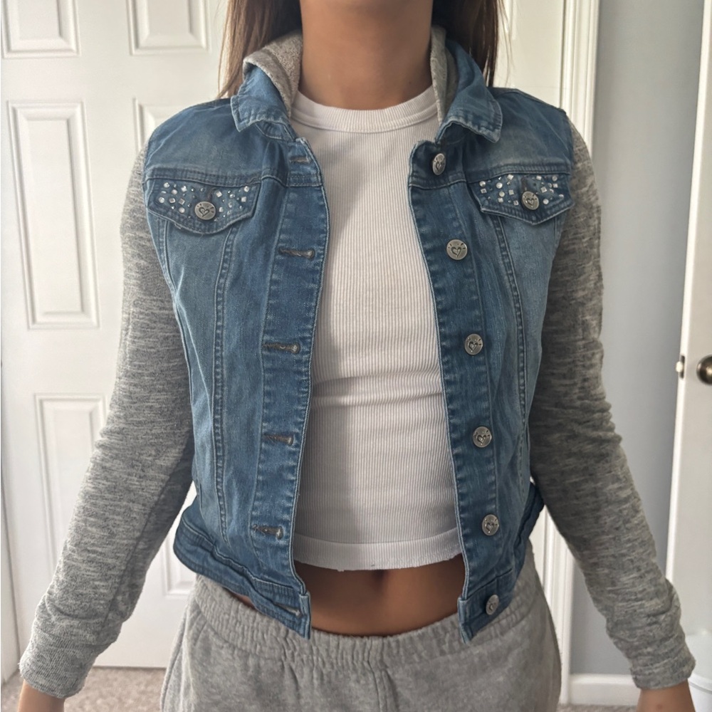 Justice Denim Jacket with Gray Sleeves